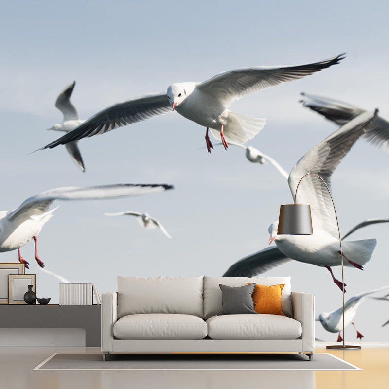 Customized Seagulls Mural Environment Friendly Wallpaper for Guest Room Decoration