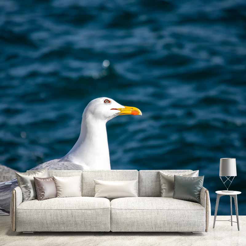 Horizontal Photography Seagull Wall Mural Decorative Mildew Resistant for Living Room