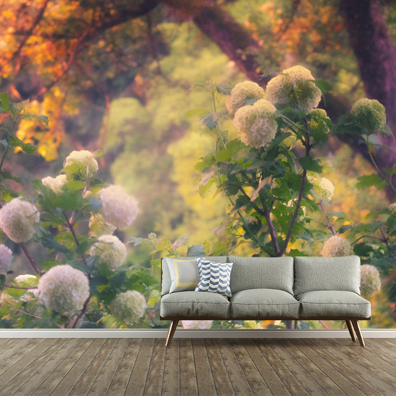 Horizontal Photography Hydrangea Bush Wall Mural for Living Room Girls Bedroom