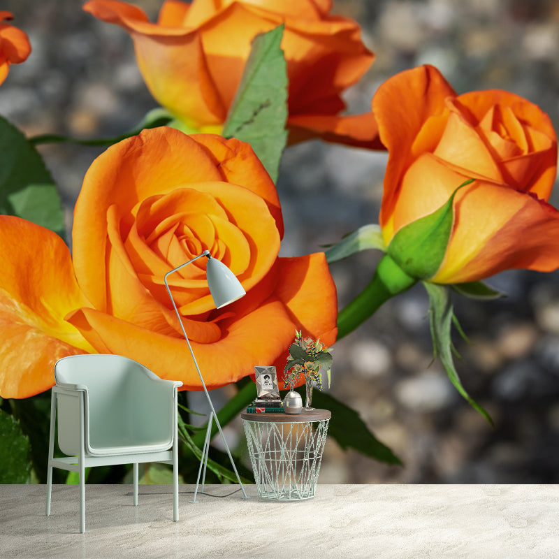 Customized Rose Wall Mural Environment Friendly Wallpaper for Guest Room Decoration