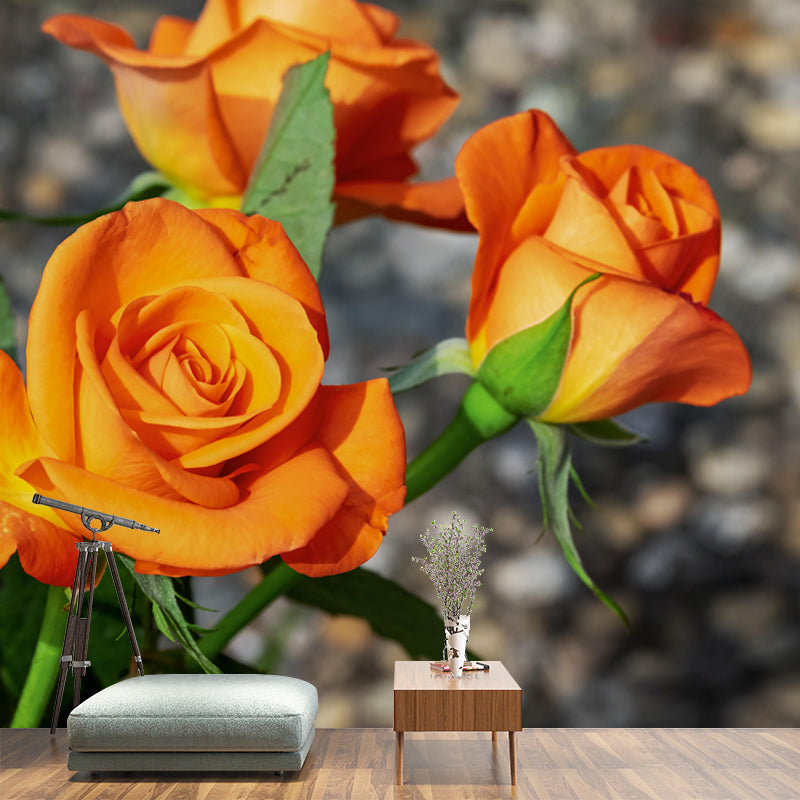 Customized Rose Wall Mural Environment Friendly Wallpaper for Guest Room Decoration