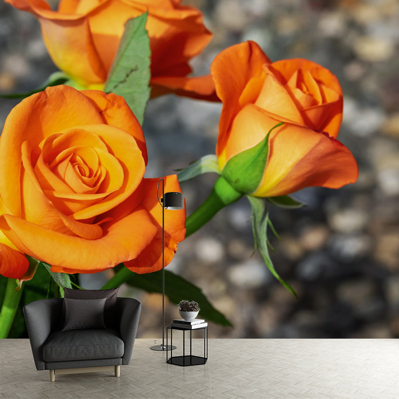 Customized Rose Wall Mural Environment Friendly Wallpaper for Guest Room Decoration
