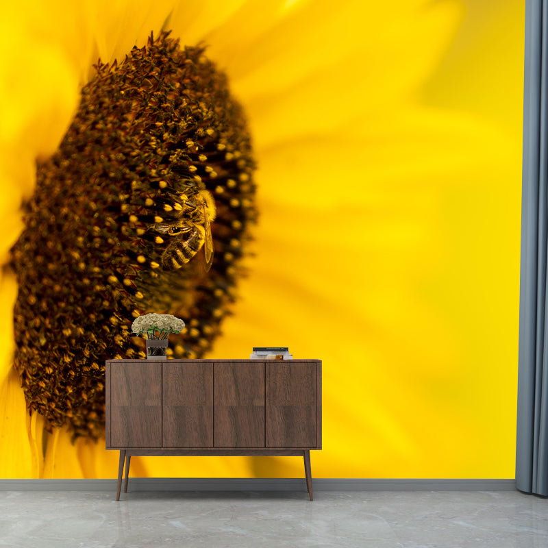 Horizontal Photography Sunflower Wall Mural for Living Room Girls Women Bedroom