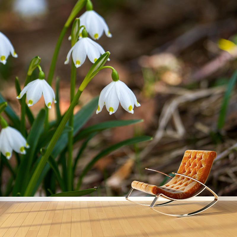 Horizontal Photography Snowdrops Wall Mural for Living Room Girls Women Bedroom