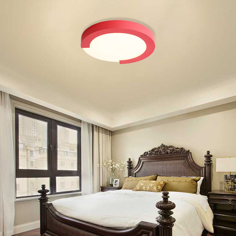16"/20" Round Flush Mount Ceiling Lights Macaron Acrylic Metal Arc Flush Mount in Black/White/Pink