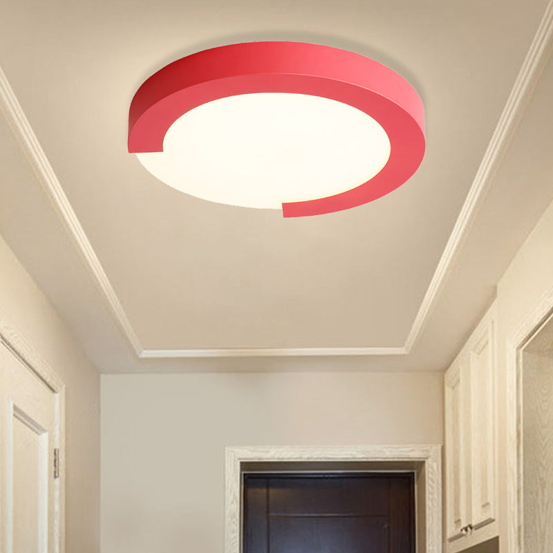 16"/20" Round Flush Mount Ceiling Lights Macaron Acrylic Metal Arc Flush Mount in Black/White/Pink