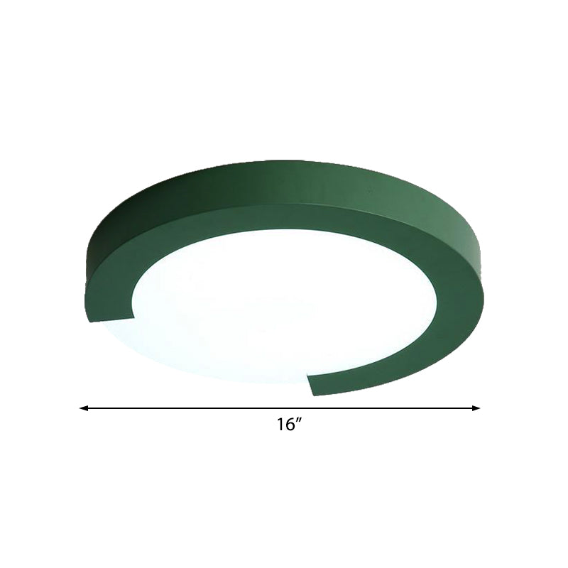 16"/20" Round Flush Mount Ceiling Lights Macaron Acrylic Metal Arc Flush Mount in Black/White/Pink