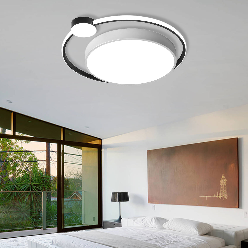 16"/19.5" Ring Flushmount Ceiling Fixture Modern Acrylic 1 Light Flushmount Lighting in White/White with Black