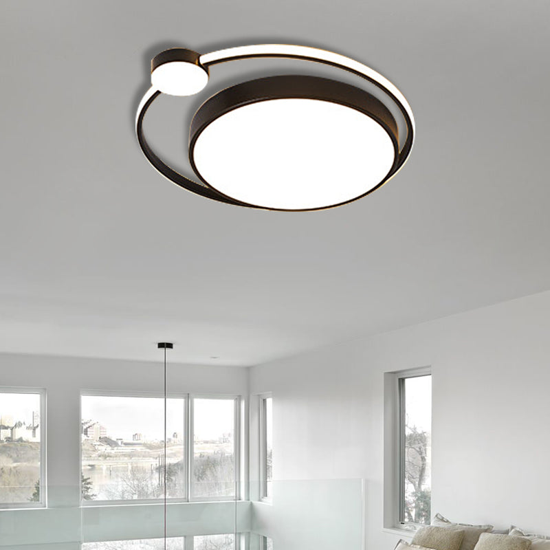 16"/19.5" Ring Flushmount Ceiling Fixture Modern Acrylic 1 Light Flushmount Lighting in White/White with Black