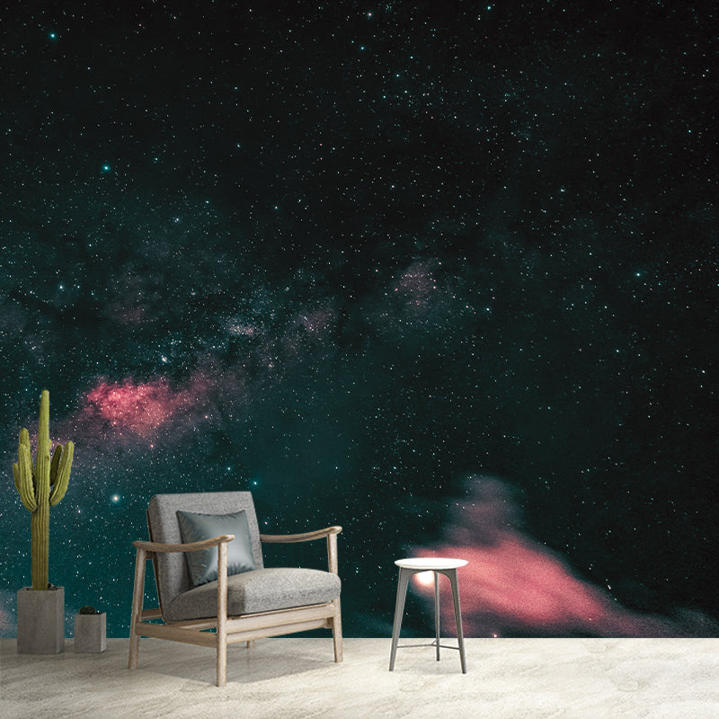 Stars and Universe Mural Wallpaper Washable Wall Covring for Boys' Bedroom