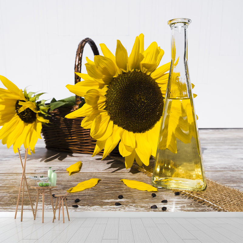 Yellow Sunflower Wall Mural Decals Home Decoration Girls' Bedroom Wall Decor