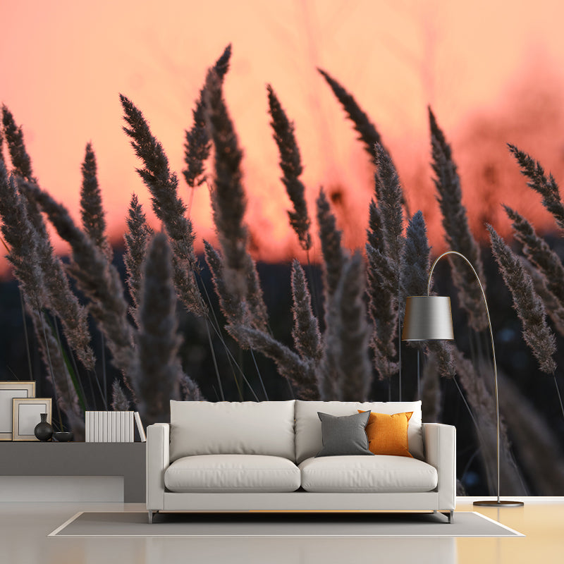 Reed Plant Mural Decal for Sleeping Room Customized Wall Covering, Waterproofing