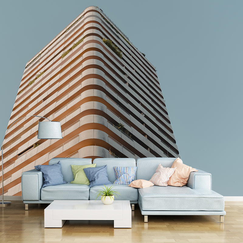 Modern City Building Mural Decal for Living Room, Personalized Size Available