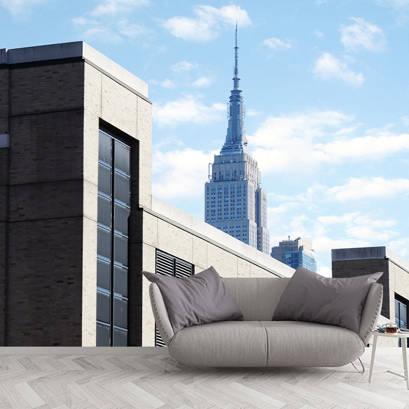 Modern City Building Mural Decal for Living Room, Personalized Size Available