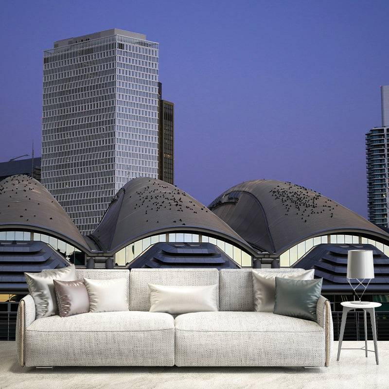 Urban Architecture Mural Wallpaper Moisture Resistant Wall Decor for Guest Room Decor