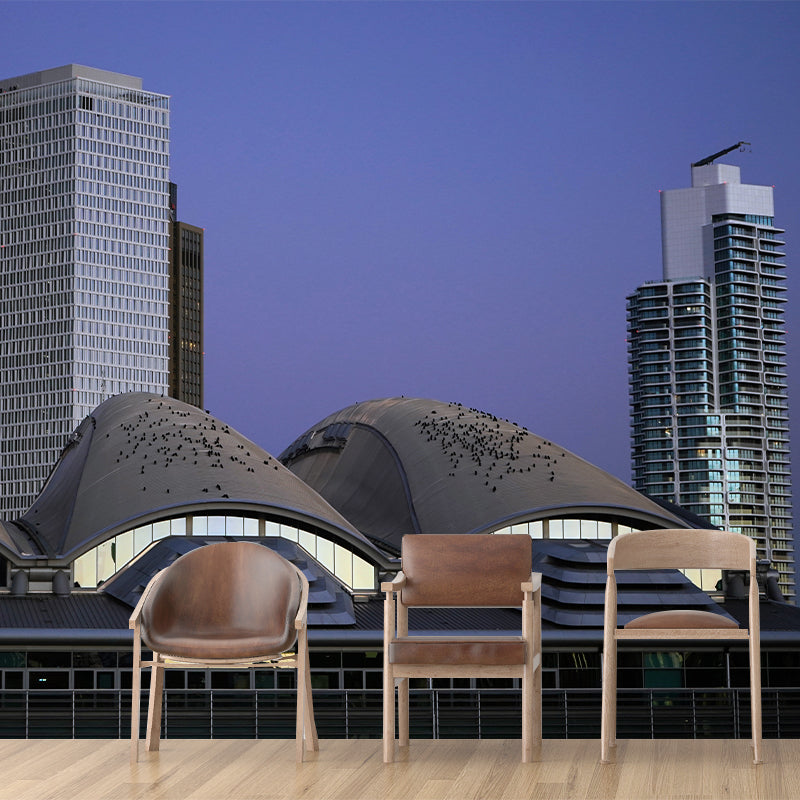 Urban Architecture Mural Wallpaper Moisture Resistant Wall Decor for Guest Room Decor