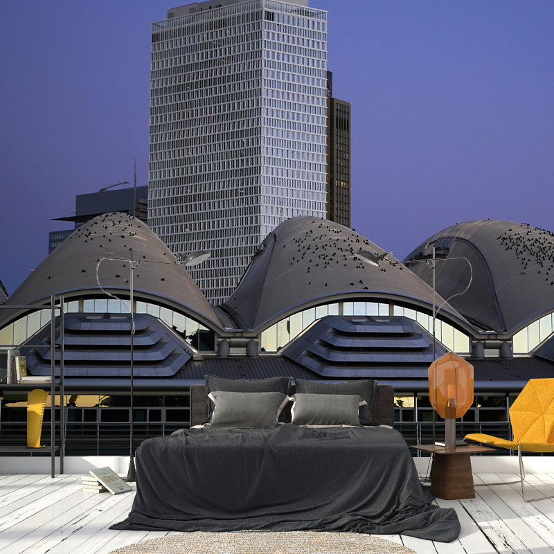 Urban Architecture Mural Wallpaper Moisture Resistant Wall Decor for Guest Room Decor