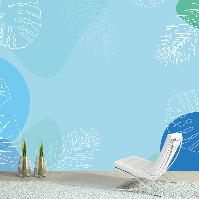 Plant Illustration Mural Wallpaper Modern Living Room Wall Decor, Made to Measure