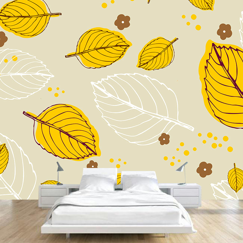 Plant Illustration Mural Wallpaper Modern Living Room Wall Decor, Made to Measure