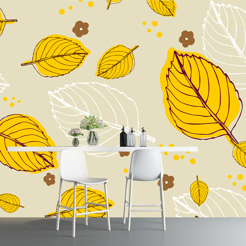 Plant Illustration Mural Wallpaper Modern Living Room Wall Decor, Made to Measure