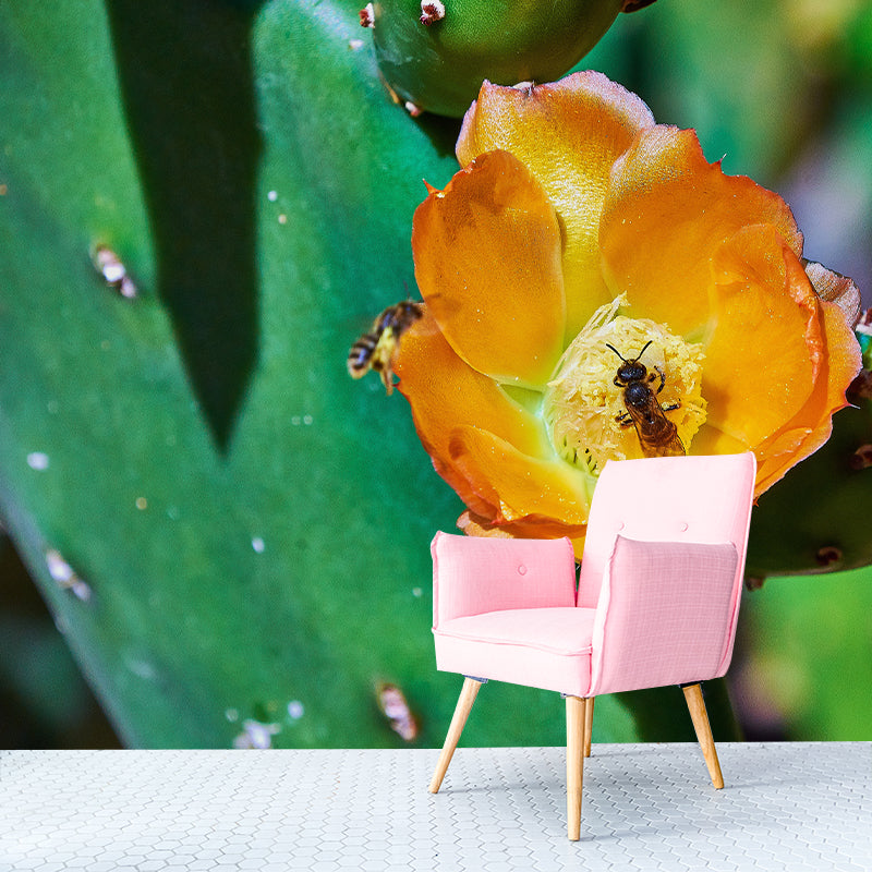 Cactus Plant Wall Mural Contemporary Home Decor for Sitting Room, Water Resistant