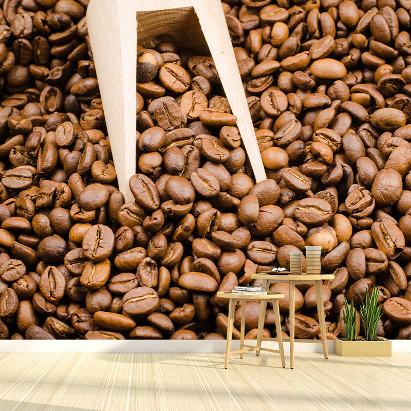 Coffee Beans Mural Wallpaper Decorative Coffee Bar Wall Art in Soft Color