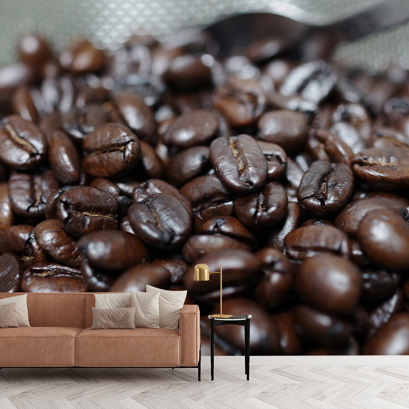Coffee Beans Mural Wallpaper Decorative Coffee Bar Wall Art in Soft Color