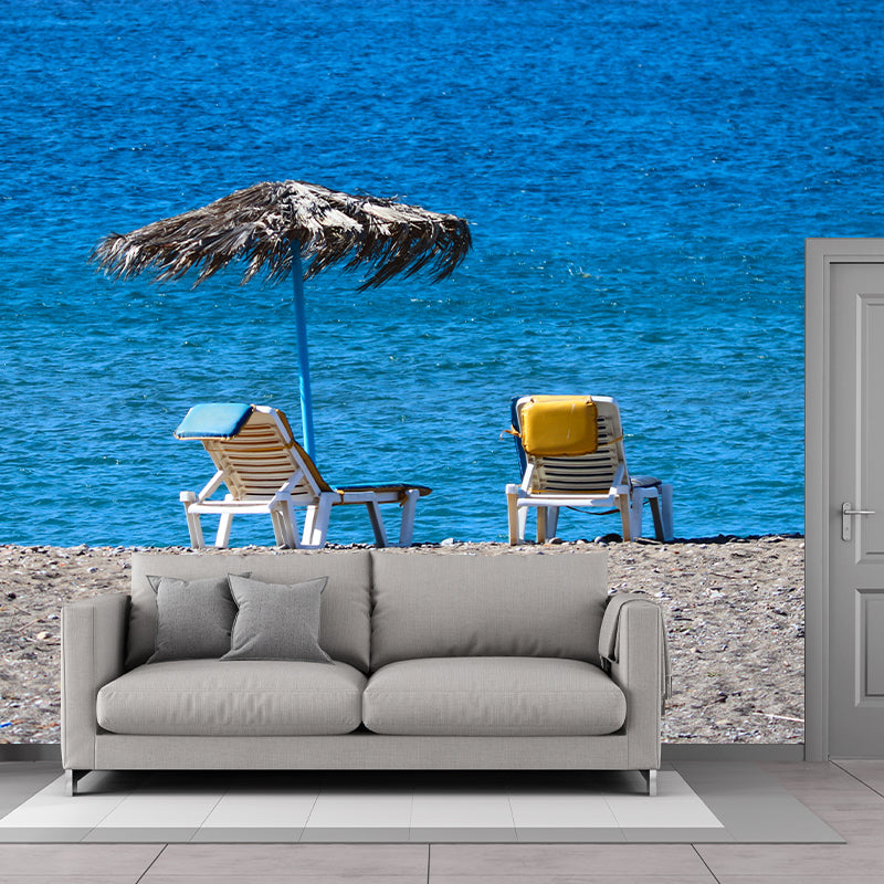 Tropical Beach Wall Mural Wallpaper Moisture Resistant for Sleeping Room