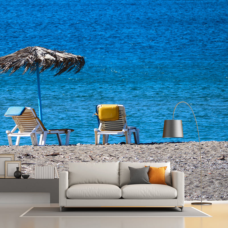 Tropical Beach Wall Mural Wallpaper Moisture Resistant for Sleeping Room