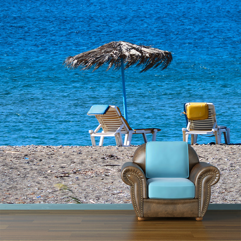 Tropical Beach Wall Mural Wallpaper Moisture Resistant for Sleeping Room