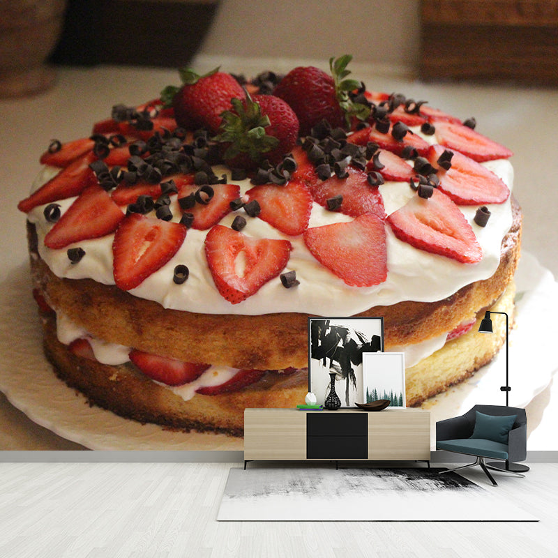 Cake Dessert Mural Wallpaper Moisture Resistant for Cake Shop, Personalized Size Available