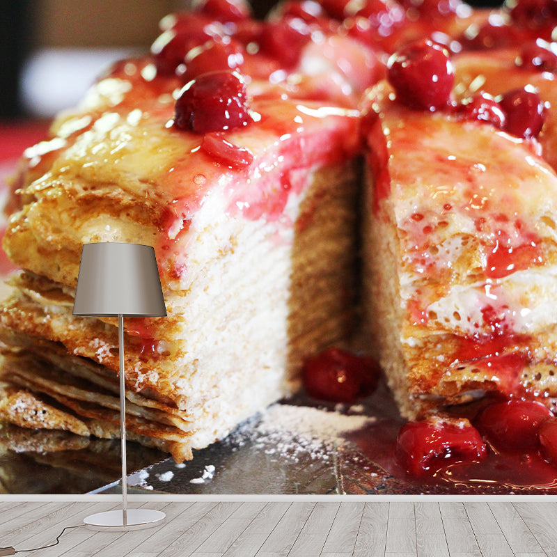 Cake Dessert Mural Wallpaper Moisture Resistant for Cake Shop, Personalized Size Available