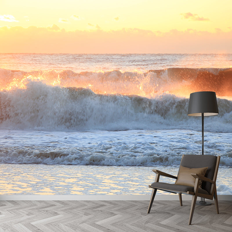 Sandy Beach Mural Wallpaper Moisture Resistant for Sleeping Room, Personalized Size Available