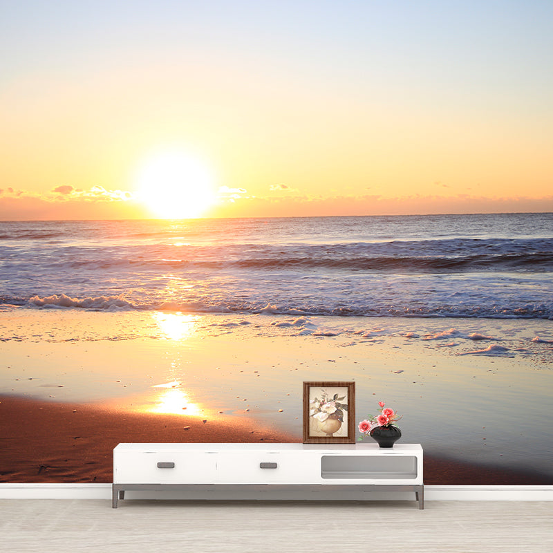 Sandy Beach Mural Wallpaper Moisture Resistant for Sleeping Room, Personalized Size Available