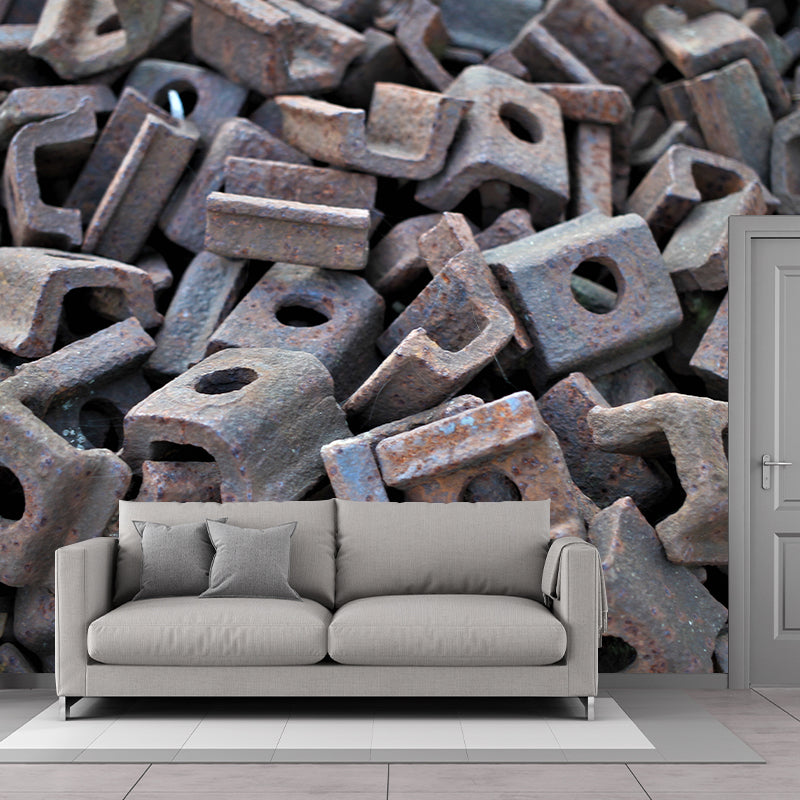 Silvery Metal Wallpaper Mural Contemporary Wall Covering for Sleeping Room