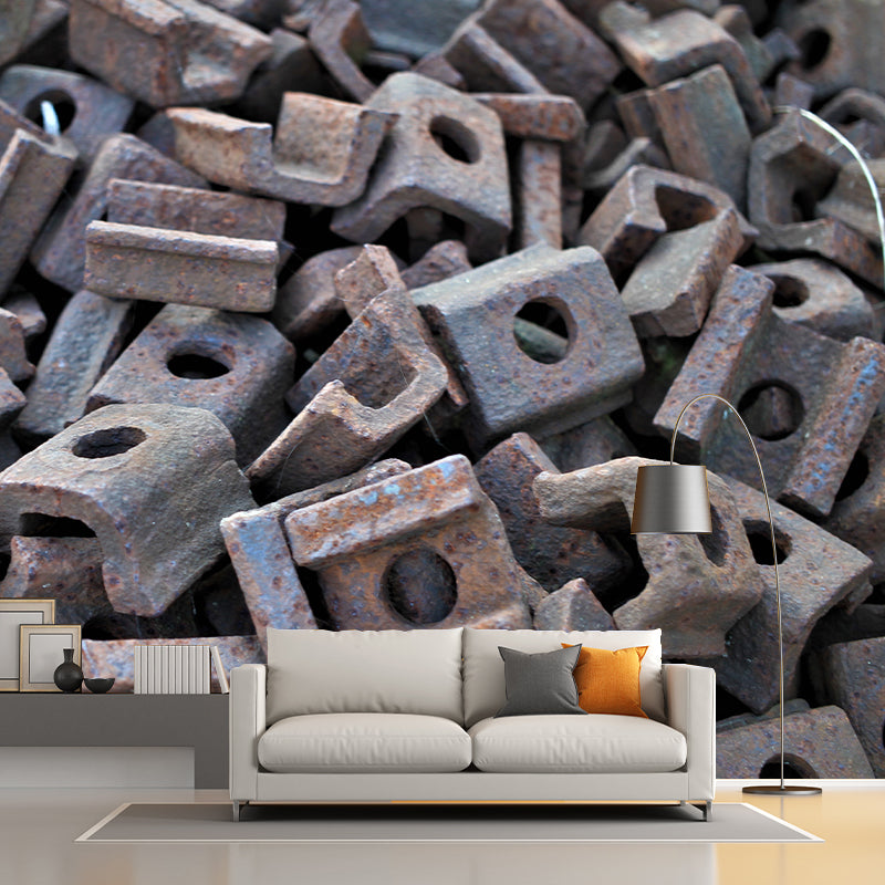 Silvery Metal Wallpaper Mural Contemporary Wall Covering for Sleeping Room