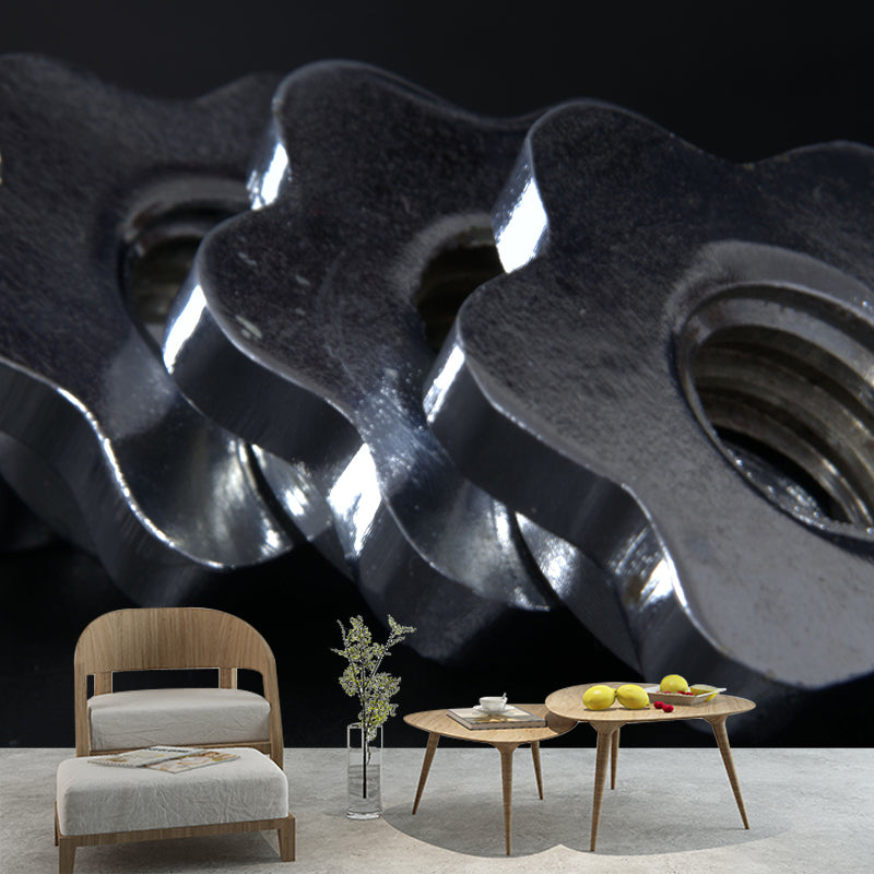 Silvery Metal Wallpaper Mural Contemporary Wall Covering for Sleeping Room