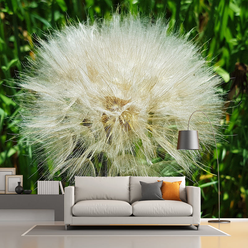 Contemporary Dandelion Mural Environment Friendly Wallpaper for Living Room