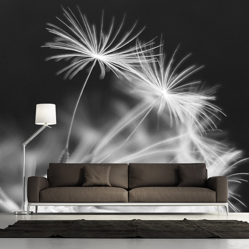 Contemporary Dandelion Mural Environment Friendly Wallpaper for Living Room