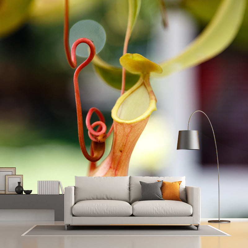 Contemporary Nepenthes Mural Environment Friendly Wallpaper for Living Room
