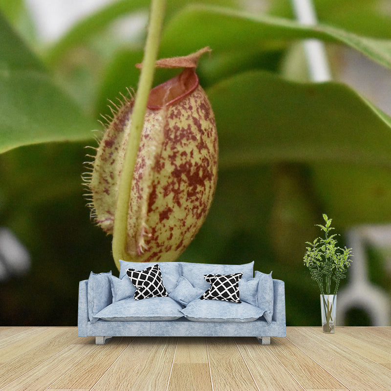 Contemporary Nepenthes Mural Environment Friendly Wallpaper for Living Room