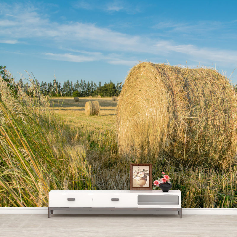 Modern Straw Bale Mural Environment Friendly Wallpaper for Living Room Decoration