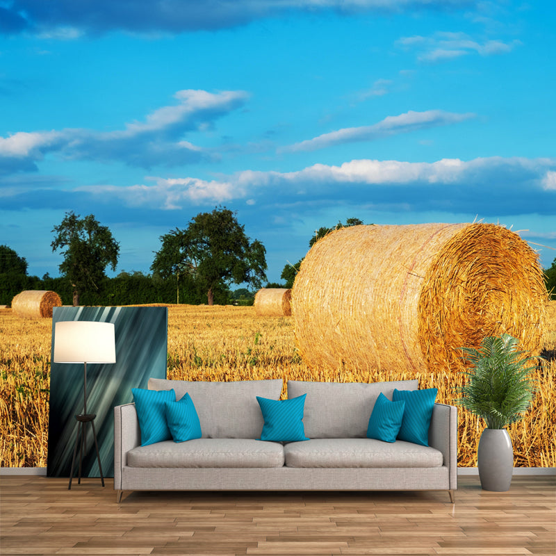 Modern Straw Bale Mural Environment Friendly Wallpaper for Living Room Decoration