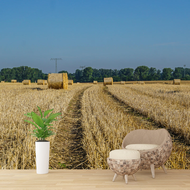 Modern Straw Bale Mural Environment Friendly Wallpaper for Living Room Decoration