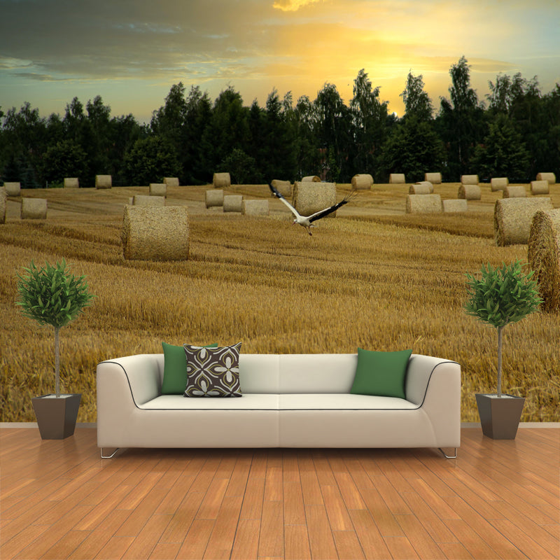 Photography Straw Bale Mural Wall Decor Mildew Resistant for Bedroom
