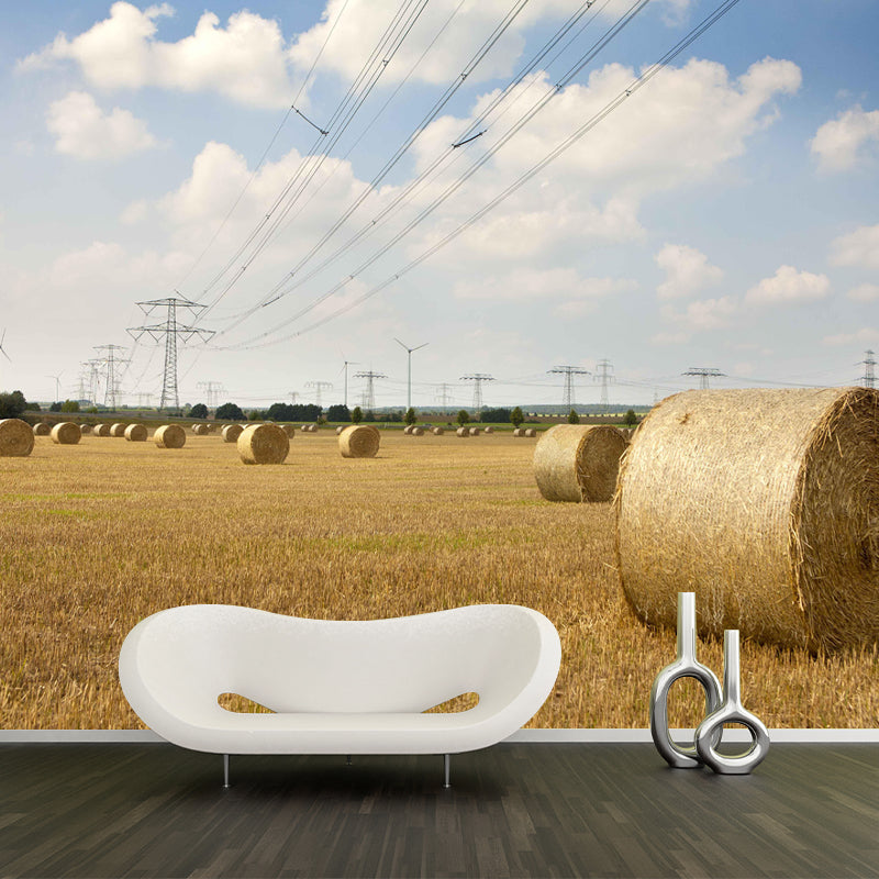 Straw Bale Mural Decal Wall Decor Mildew Resistant for Living Room