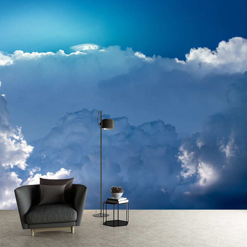 Sky Cloud Wall Mural Decal Moisture Resistant Home Decor in Light Color