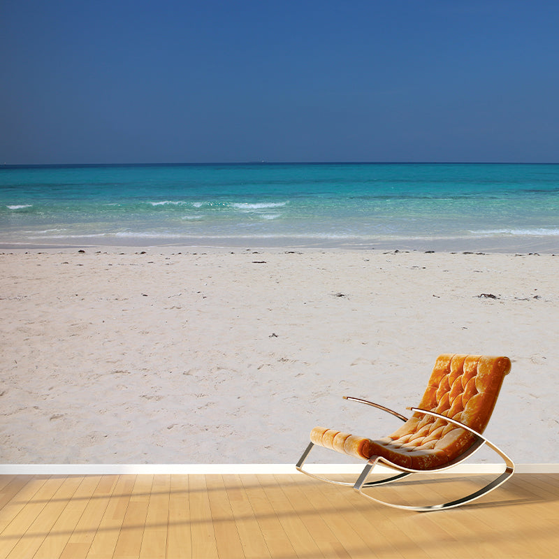 Blue Beach Modernist Wall Mural Decal for Sleeping Room, Made to Measure