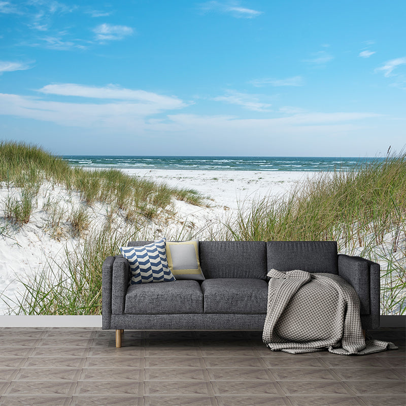 Blue Beach Modernist Wall Mural Decal for Sleeping Room, Made to Measure