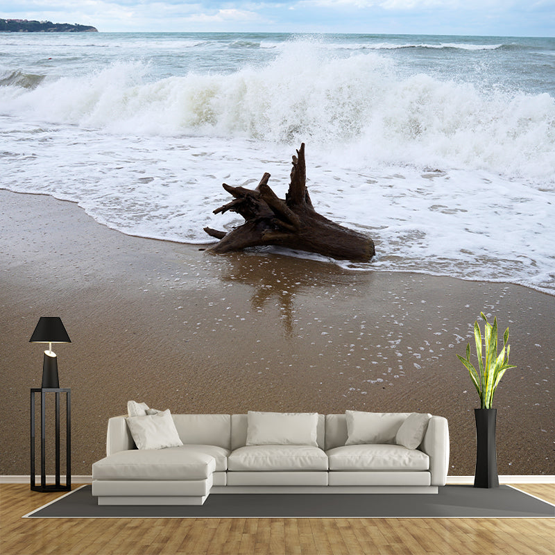 Blue Beach Modernist Wall Mural Decal for Sleeping Room, Made to Measure